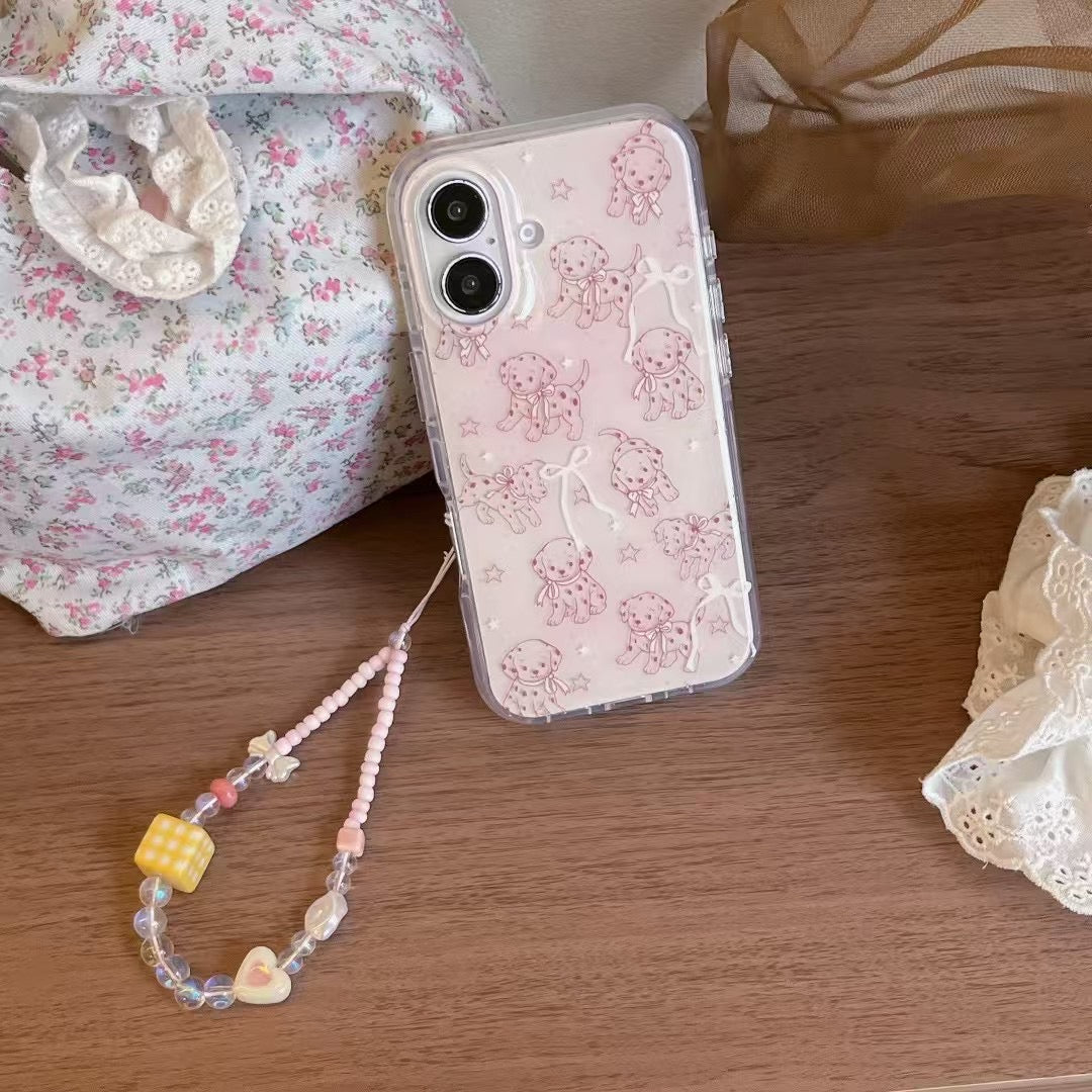 Skorter | Cute puppy pattern iPhone case with charm