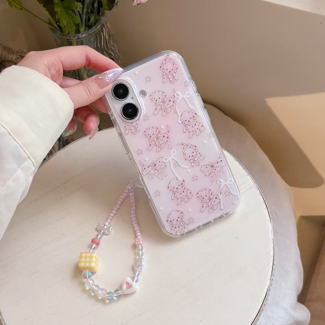 Skorter | Cute puppy pattern iPhone case with charm