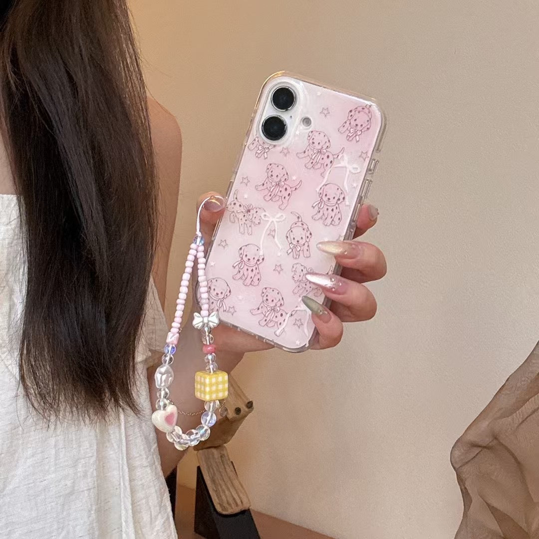 Skorter | Cute puppy pattern iPhone case with charm
