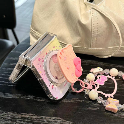 Skorter | Cute Cartoon Pink Samsung Galaxy Z Flip Magsafe Case – Heart Print with Kitty Magsafe Holder