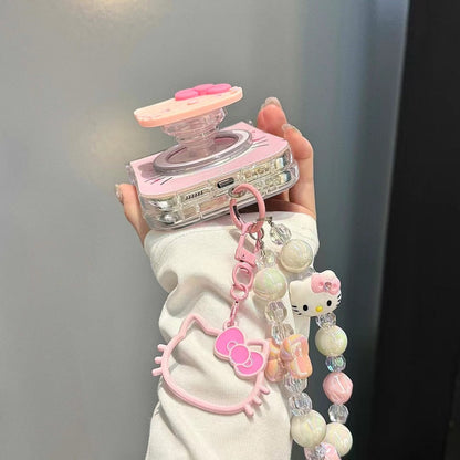 Skorter | Cute Cartoon Pink Samsung Galaxy Z Flip Magsafe Case – Heart Print with Kitty Magsafe Holder