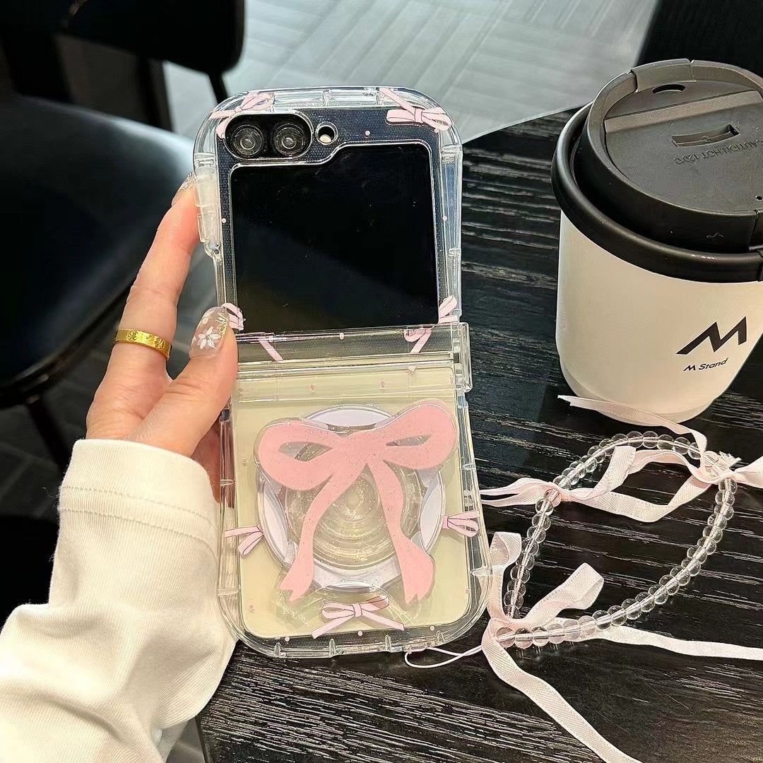 Skorter | Cute Bow Ribbon Samsung Flip Case – Clear protective case with soft pastel ribbon