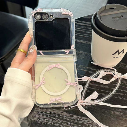 Skorter | Cute Bow Ribbon Samsung Flip Case – Clear protective case with soft pastel ribbon