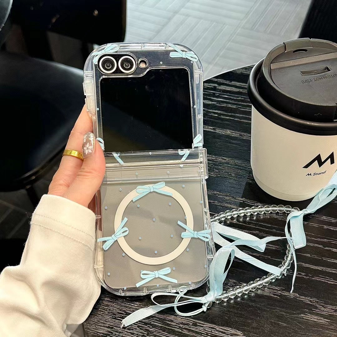 Skorter | Cute Bow Ribbon Samsung Flip Case – Clear protective case with soft pastel ribbon