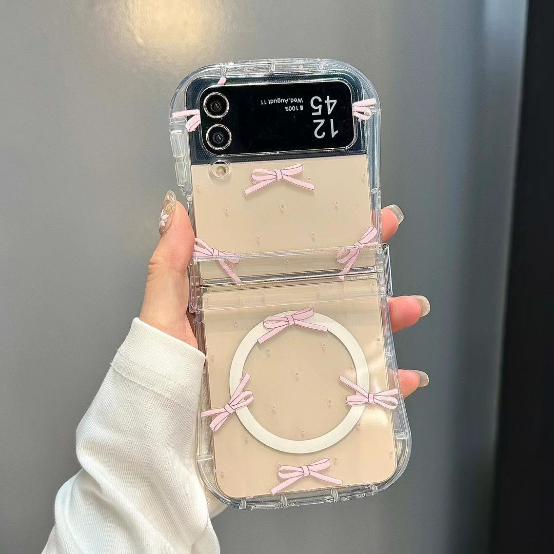 Skorter | Cute Bow Ribbon Samsung Flip Case – Clear protective case with soft pastel ribbon
