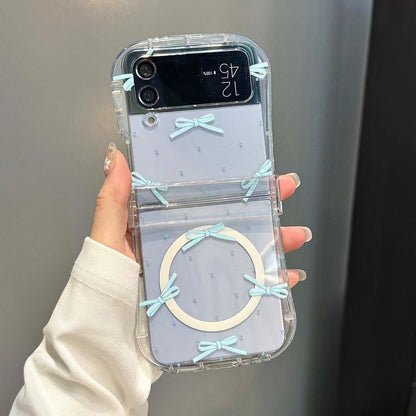 Skorter | Cute Bow Ribbon Samsung Flip Case – Clear protective case with soft pastel ribbon