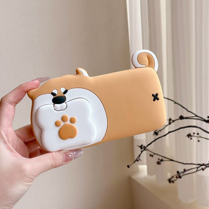 Skorter | Cute Dog Bite Silicone iPhone Case with 3D Bone Stand – Brown Puppy Design