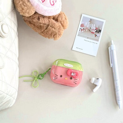 Skorter | Cute Kitty AirPods case and shiny pink & green with bow pendant