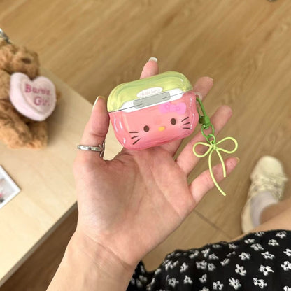 Skorter | Cute Kitty AirPods case and shiny pink & green with bow pendant