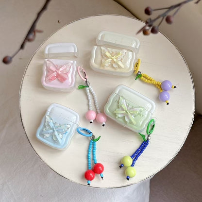 Skorter | Butterfly Charm AirPods Case – Sweet Pearl Cherry Keychain