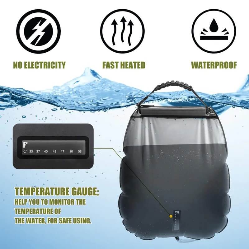 Skorter | ZonFlow Foldable Outdoor Shower Bag – 20L Solar Heating