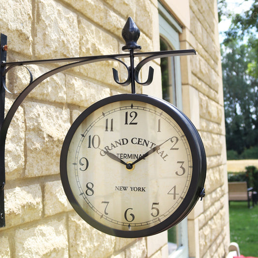 Skorter | Black Double Sided Railway Outdoor Clock