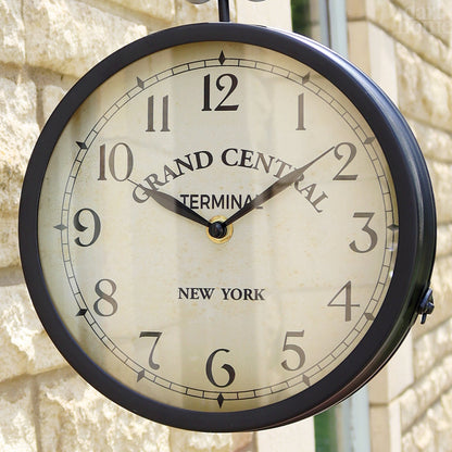 Skorter | Black Double Sided Railway Outdoor Clock