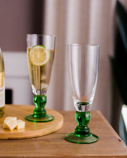 Skorter | Swirl Green Champagne Flute - Set of 6