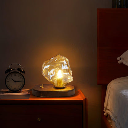Skorter | Glass Block Table Lamp | Modern Design with Clear Glass | Ideal for Living Room & Bedroom Lighting