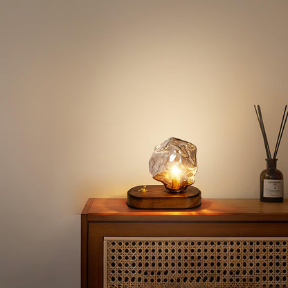 Skorter | Glass Block Table Lamp | Modern Design with Clear Glass | Ideal for Living Room & Bedroom Lighting
