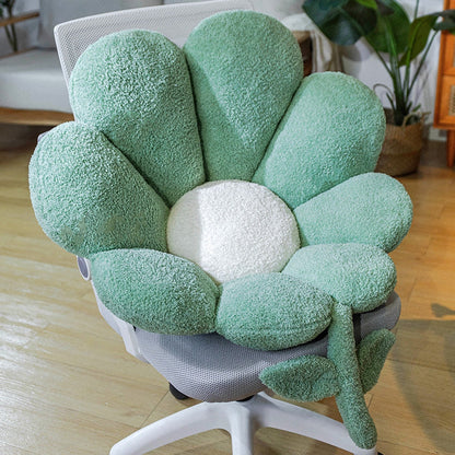 Skorter | Flower Cushion Office Chair Lumbar Back Cushion Cute Plush Sofa Throw Cushions Soft Elastic Decorative Pillows Winter Oreillers