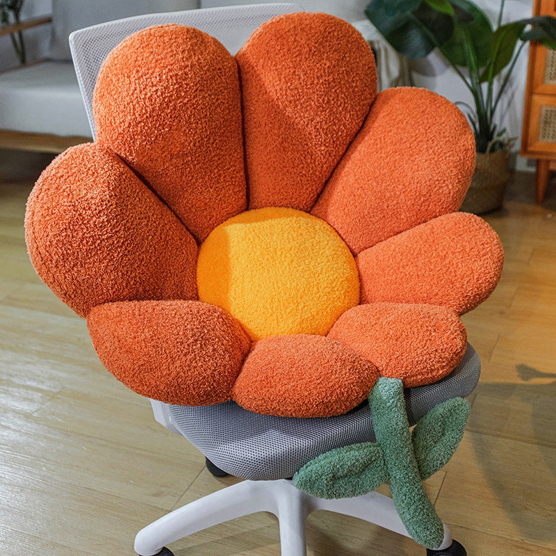 Skorter | Flower Cushion Office Chair Lumbar Back Cushion Cute Plush Sofa Throw Cushions Soft Elastic Decorative Pillows Winter Oreillers