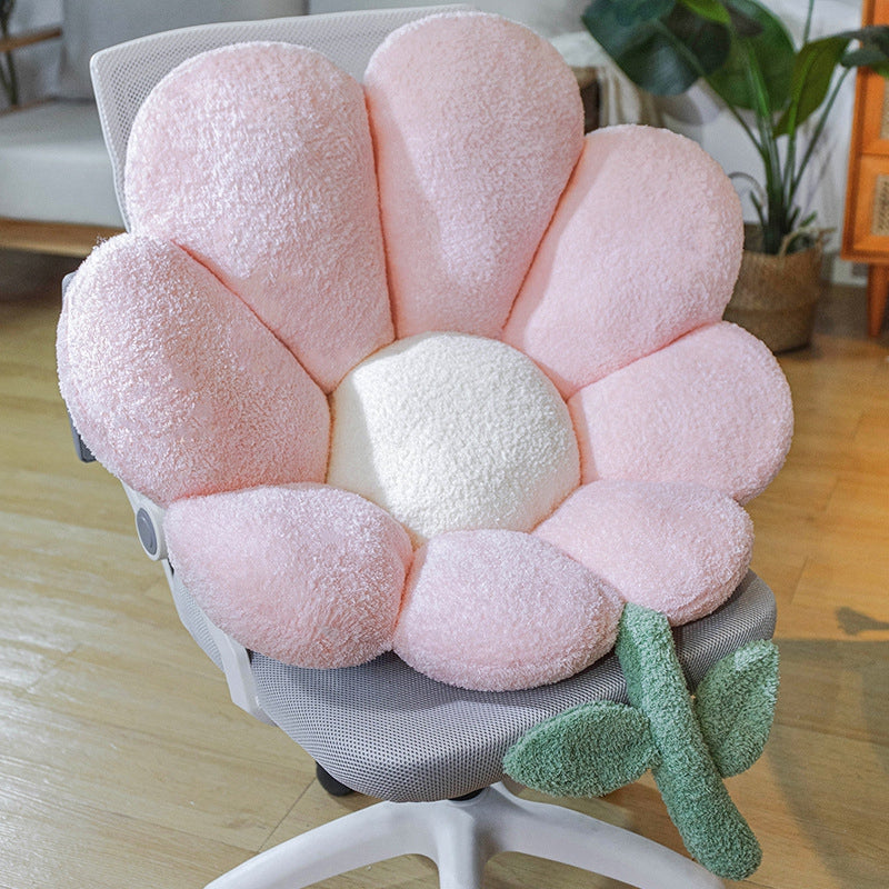Skorter | Flower Cushion Office Chair Lumbar Back Cushion Cute Plush Sofa Throw Cushions Soft Elastic Decorative Pillows Winter Oreillers