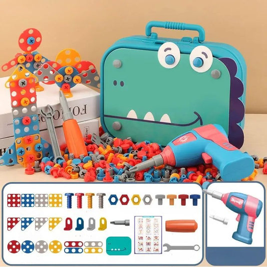Skorter | BuildiBox Creative Construction Set with Toy Drill – Portable Construction Case for Kids
