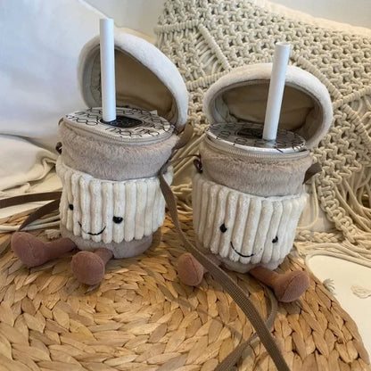 Skorter | Cute happy coffee cup holder plush bag