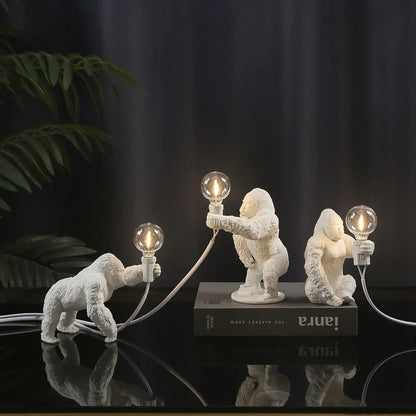 Skorter | GorillaLux - Unique Gorilla Table Lamp | Modern Animal Lamp with Warm LED Light