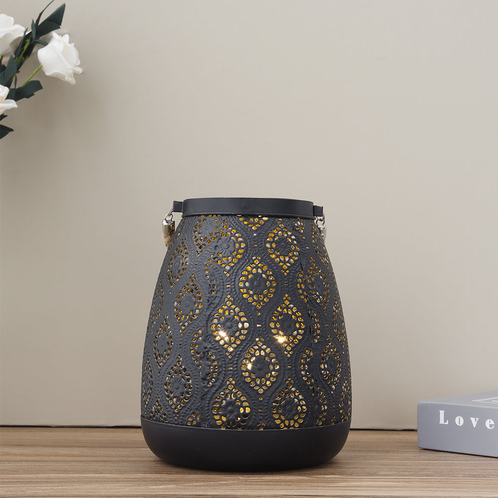 Skorter | Moroccan Style Black Metal Battery Operated Table Lamp - Cordless Lamp