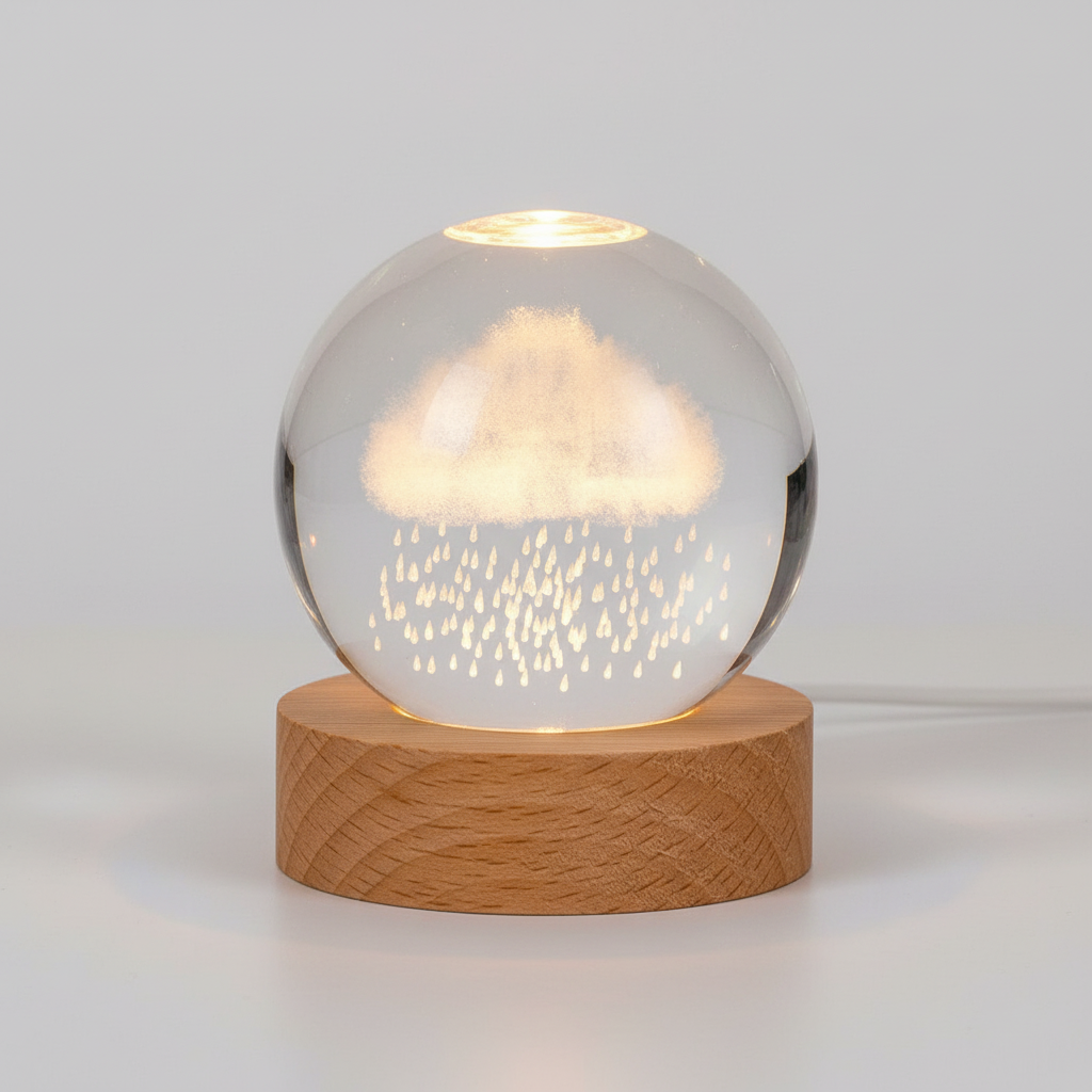 Skorter | AstroGlobe 3D Lamp – Spherical Wooden Table Lamp with Warm LED Light and Planet Design