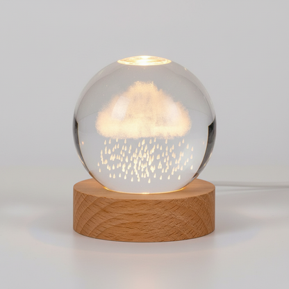 Skorter | AstroGlobe 3D Lamp – Spherical Wooden Table Lamp with Warm LED Light and Planet Design