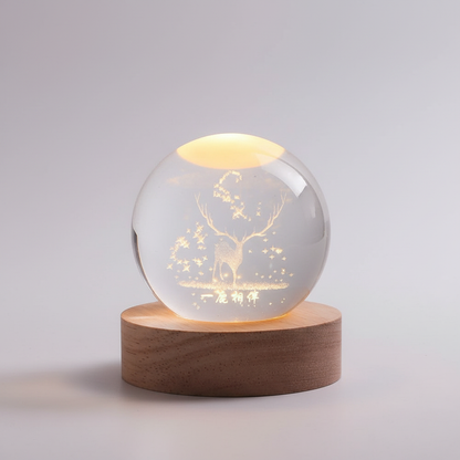 Skorter | AstroGlobe 3D Lamp – Spherical Wooden Table Lamp with Warm LED Light and Planet Design