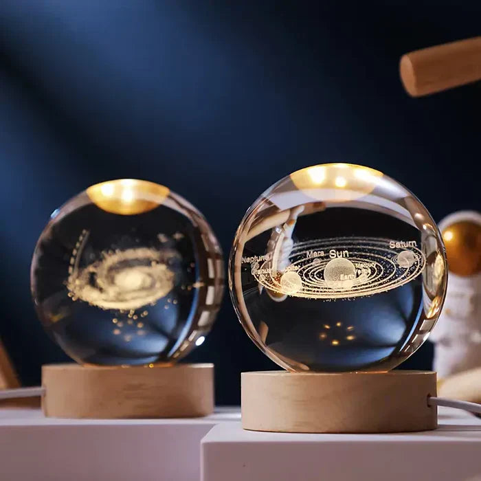 Skorter | AstroGlobe 3D Lamp – Spherical Wooden Table Lamp with Warm LED Light and Planet Design