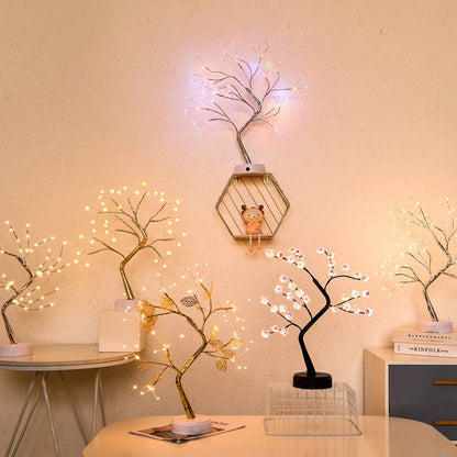 Skorter | LED Night Light Mini Christmas Twinkle Tree Copper Wire Garland Lamp For Home Holiday Kids Bedroom Decorative Glowing Fairy Light