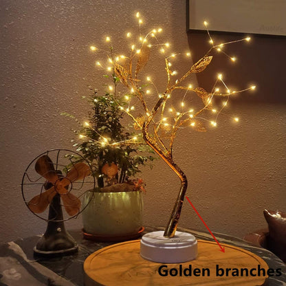 Skorter | LED Night Light Mini Christmas Twinkle Tree Copper Wire Garland Lamp For Home Holiday Kids Bedroom Decorative Glowing Fairy Light