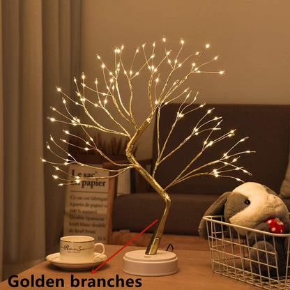 Skorter | LED Night Light Mini Christmas Twinkle Tree Copper Wire Garland Lamp For Home Holiday Kids Bedroom Decorative Glowing Fairy Light