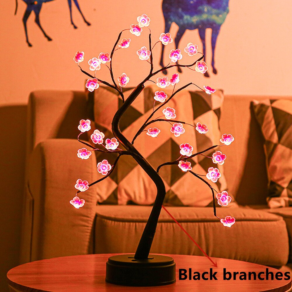 Skorter | LED Night Light Mini Christmas Twinkle Tree Copper Wire Garland Lamp For Home Holiday Kids Bedroom Decorative Glowing Fairy Light