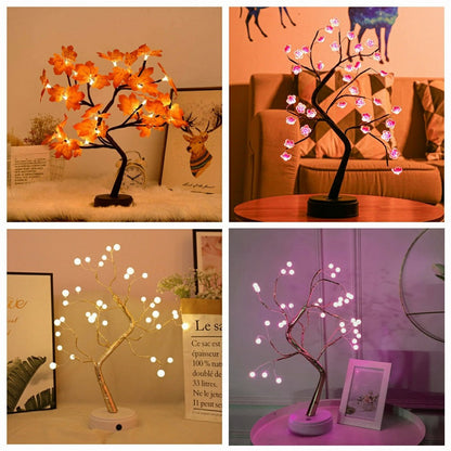 Skorter | LED Night Light Mini Christmas Twinkle Tree Copper Wire Garland Lamp For Home Holiday Kids Bedroom Decorative Glowing Fairy Light