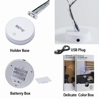 Skorter | LED Night Light Mini Christmas Twinkle Tree Copper Wire Garland Lamp For Home Holiday Kids Bedroom Decorative Glowing Fairy Light