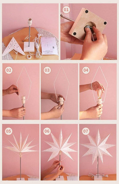 Skorter | StellarGlow | Radiant LED Star Table Lamp – Wooden Base Ambient Light for Bedroom & Living Room Décor