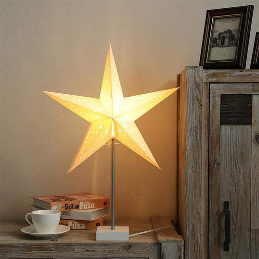 Skorter | StellarGlow | Radiant LED Star Table Lamp – Wooden Base Ambient Light for Bedroom & Living Room Décor