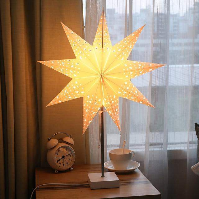 Skorter | StellarGlow | Radiant LED Star Table Lamp – Wooden Base Ambient Light for Bedroom & Living Room Décor