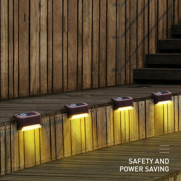 Skorter | 12 PCS Solar Powered LED Outdoor Step Light IP65 Waterproof Garden Lamp, Warm White Light (Brown)