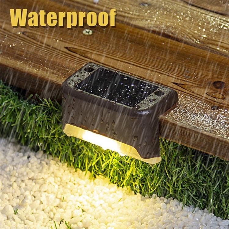 Skorter | 12 PCS Solar Powered LED Outdoor Step Light IP65 Waterproof Garden Lamp, Warm White Light (Brown)
