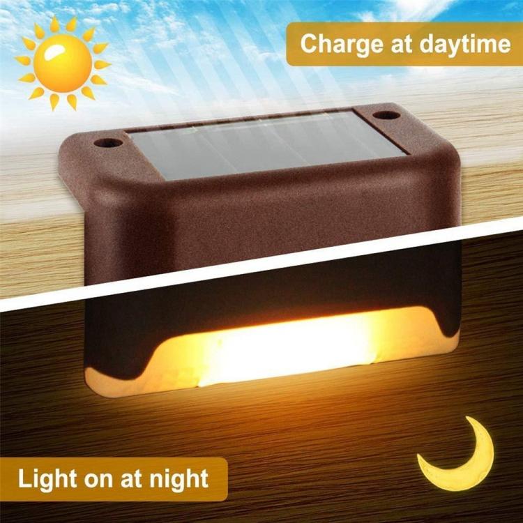 Skorter | 12 PCS Solar Powered LED Outdoor Step Light IP65 Waterproof Garden Lamp, Warm White Light (Brown)