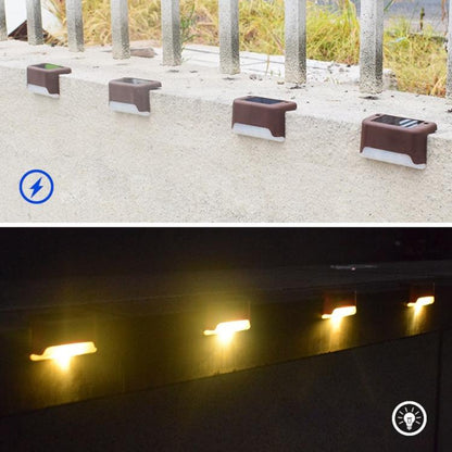 Skorter | 12 PCS Solar Powered LED Outdoor Step Light IP65 Waterproof Garden Lamp, Warm White Light (Brown)