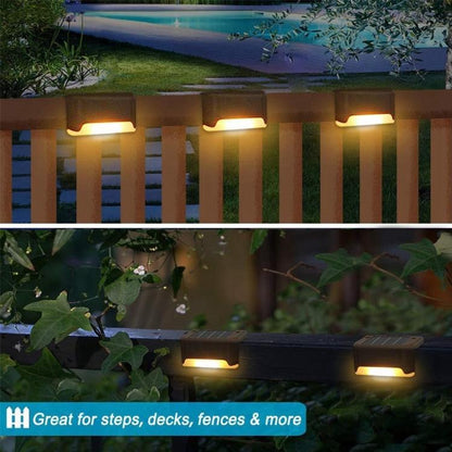 Skorter | 12 PCS Solar Powered LED Outdoor Step Light IP65 Waterproof Garden Lamp, Warm White Light (Brown)