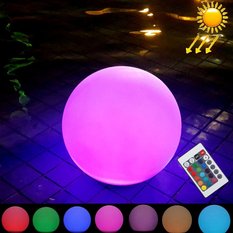 Skorter | LEH-42321 40cm Round Ball Solar Power Lamp, Floating Garden Color Changing LED Light with 0.7W Monocrystalline Silicon Solar Panel & Remote Control (White)