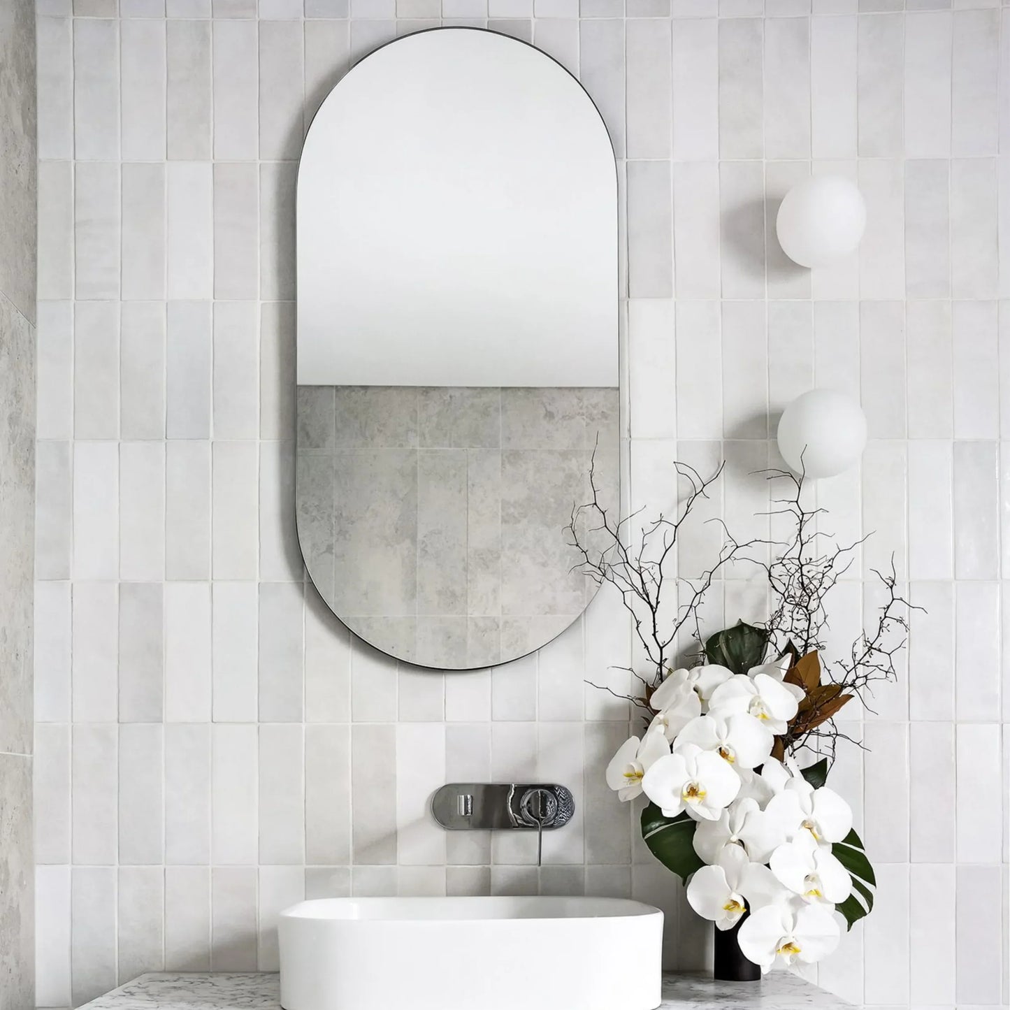 Skorter | Orb Mirror Wall Lamp Small - Chrome