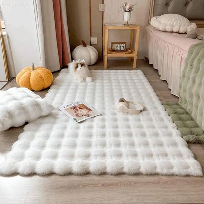 Skorter | Floral Plush Faux Fur Rug with Non-Slip Backing