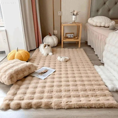 Skorter | Floral Plush Faux Fur Rug with Non-Slip Backing