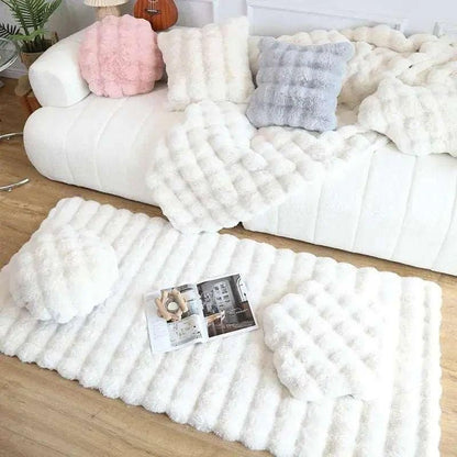 Skorter | Floral Plush Faux Fur Rug with Non-Slip Backing